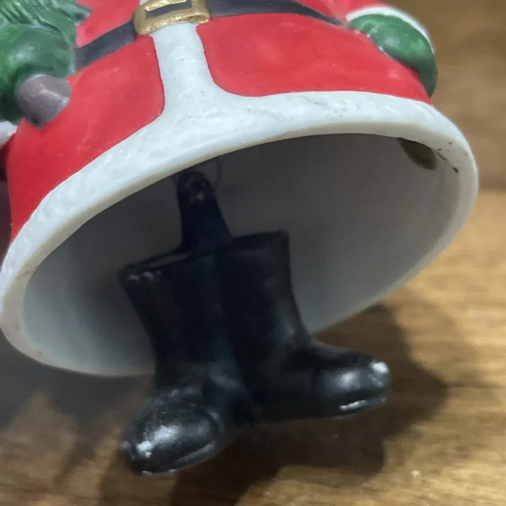 4 Bell‎ Shaped Christmas Ornaments Dangling Legs Santa, Cow,Angel, Snowman READ